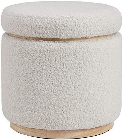 Linon Hawn Wood Upholstered Storage Ottoman in Natural | Amazon (US)