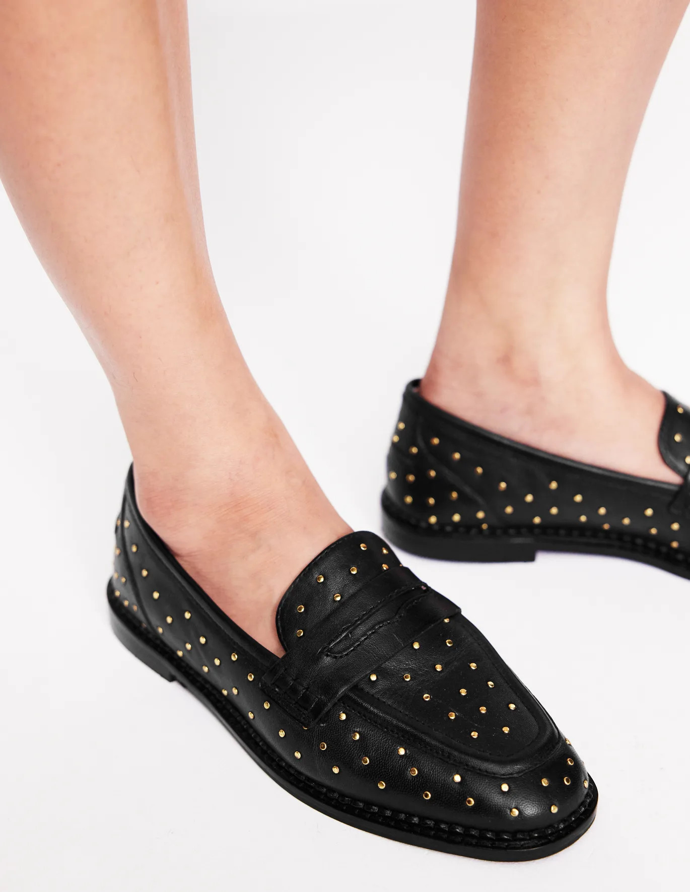 Structured Penny Loafer - Black Studs | Boden UK | Boden UK