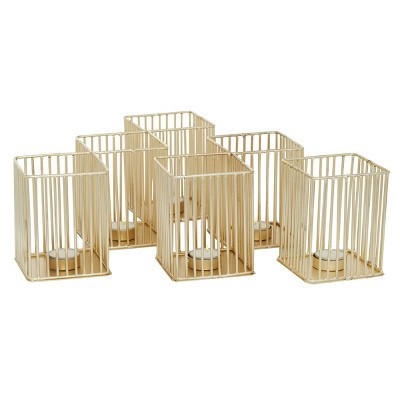 Set of 3 Modern Metal Votive Candle Holders with Metallic Gold Finish - Olivia & May | Target