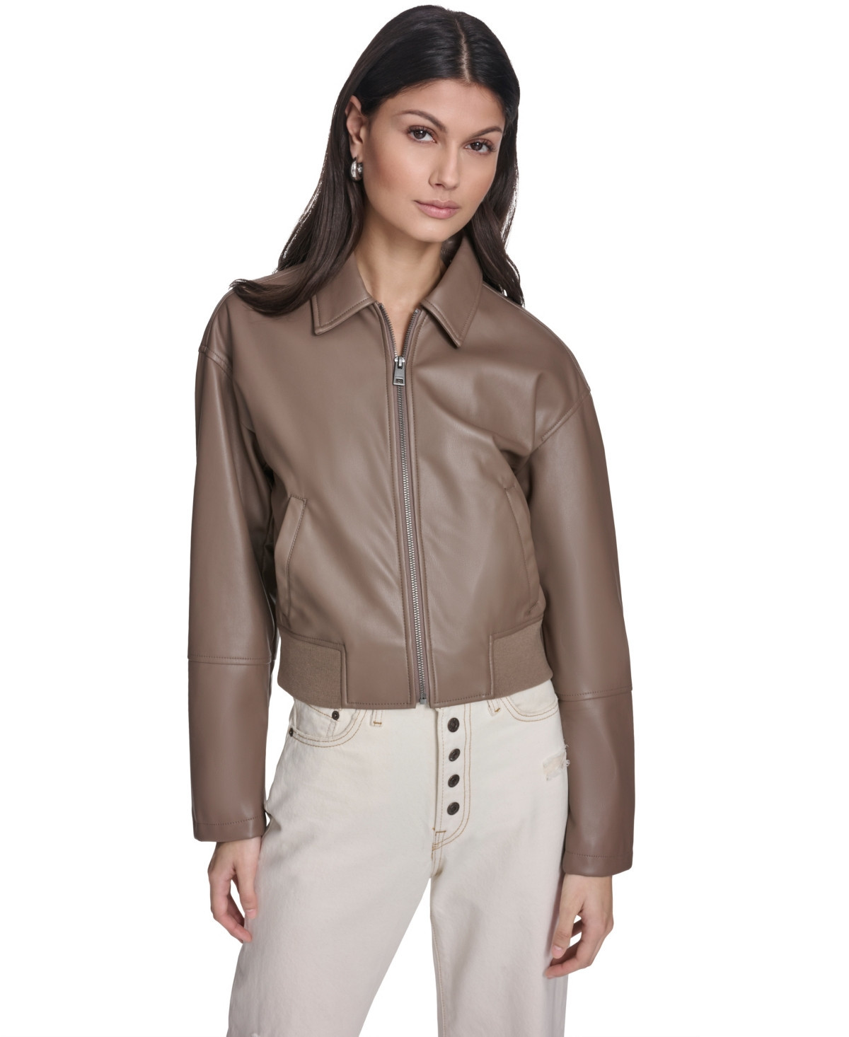 Levi's Women's Faux Leather Bomber Jacket - Pine Bark | Macy's