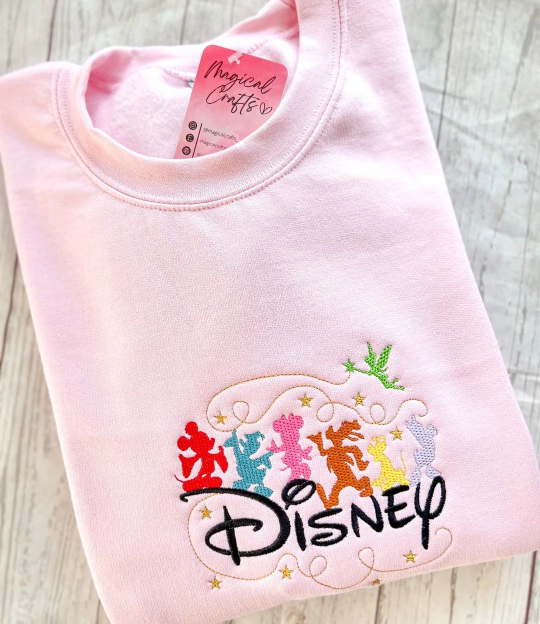Embroidered Character Sweatshirt  Pink - Etsy | Etsy (US)