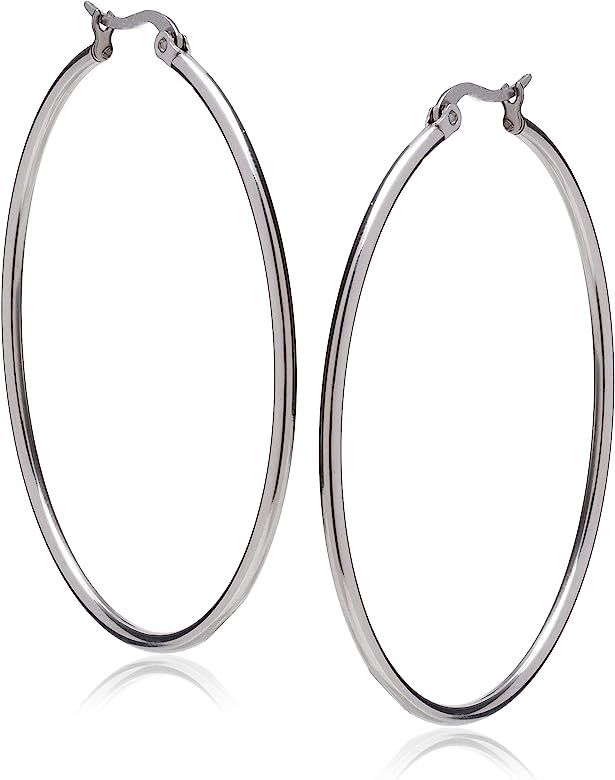 Amazon Essentials Plated Stainless Steel Rounded Tube Hoop Earrings | Amazon (US)