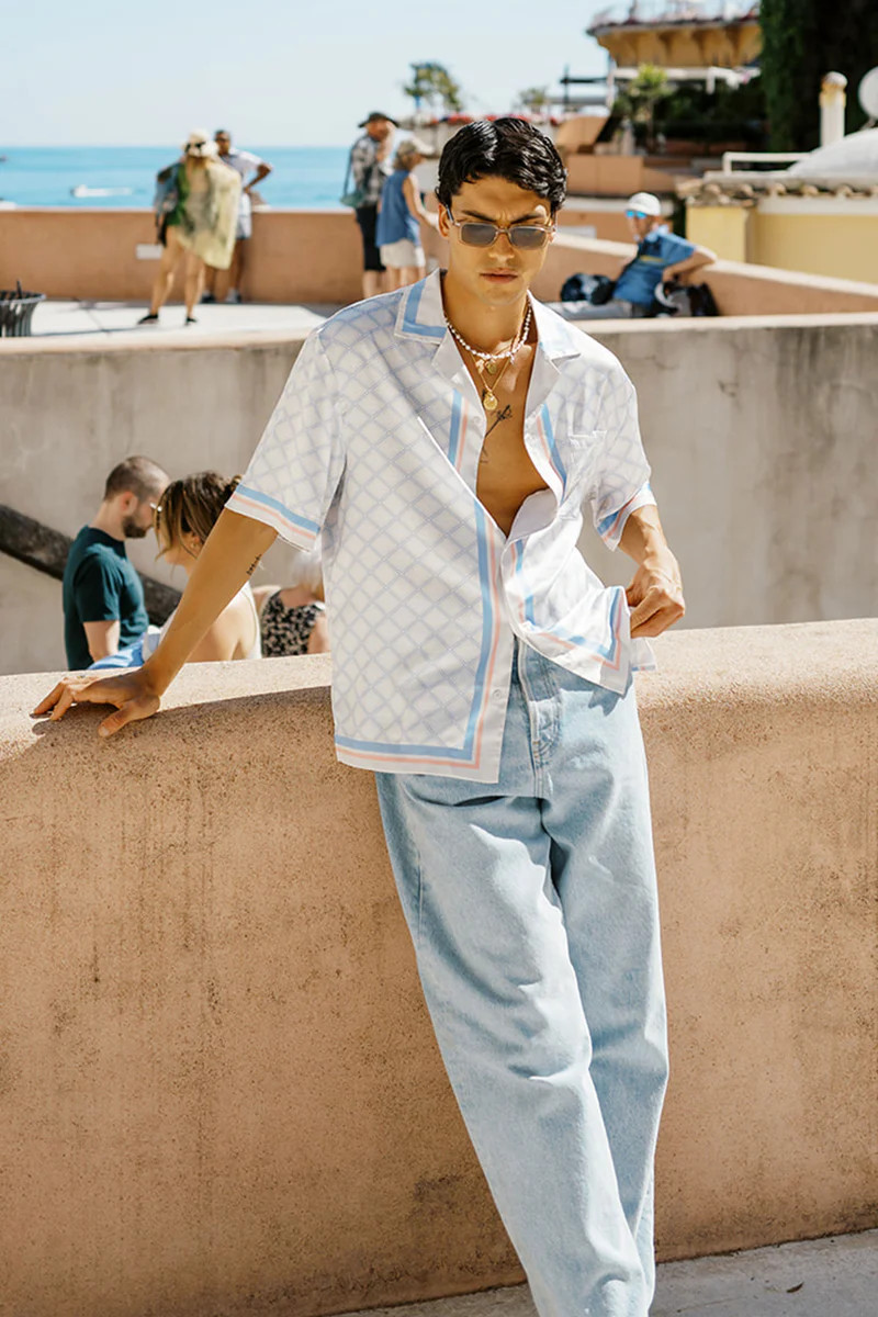 EMBLEM PRINT SHIRT - BLUE | The Couture Club