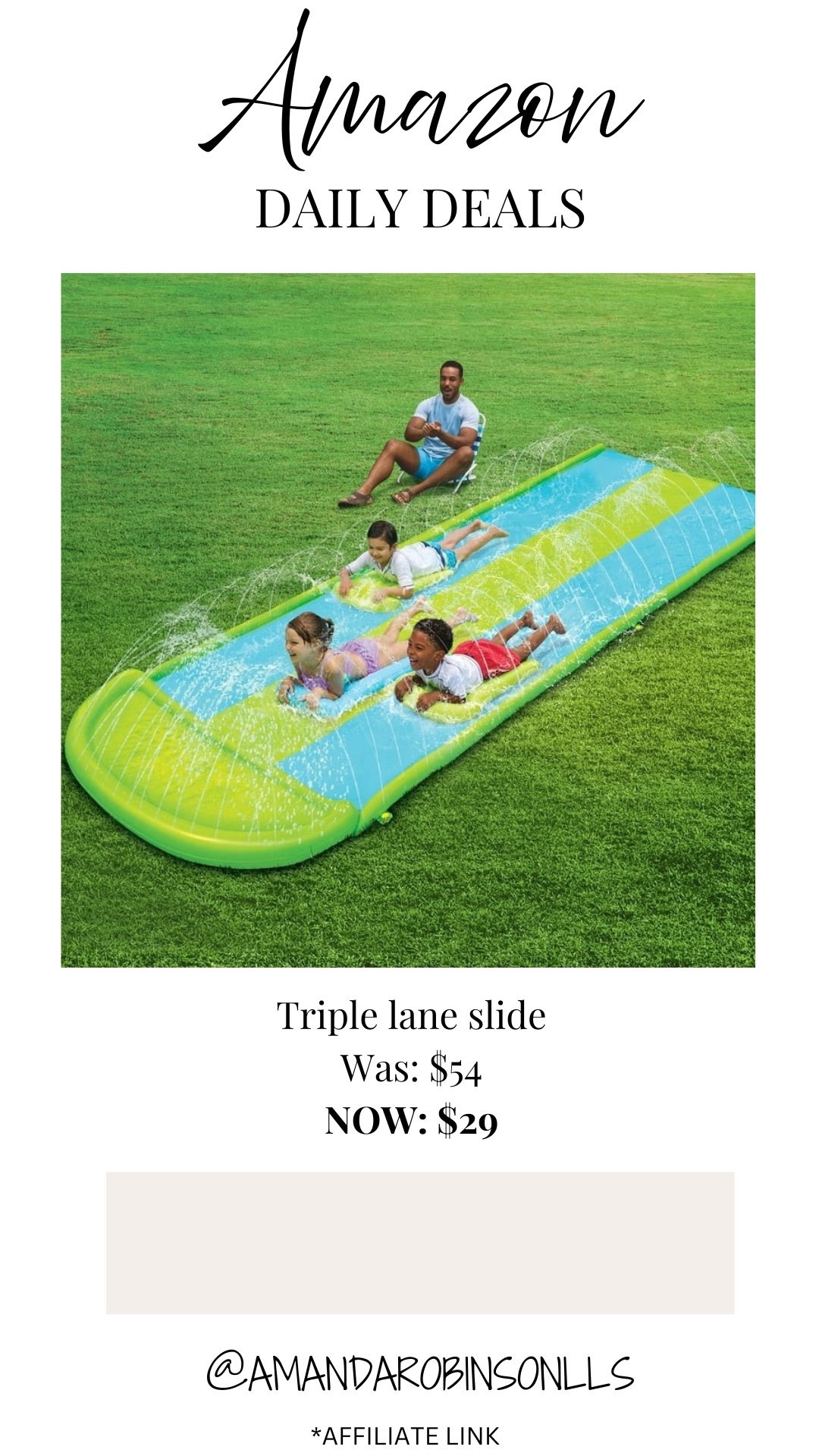 Amazon daily deals
3 lane Slip n slide 

#LTKKids #LTKSaleAlert