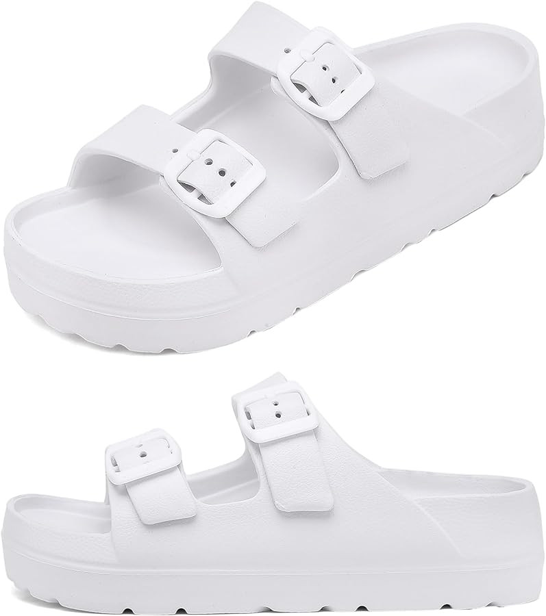 Womens Platform Sandals with Arch Support, Adjustable Buckle Beach Sandal Woman Comfort Lightweig... | Amazon (US)