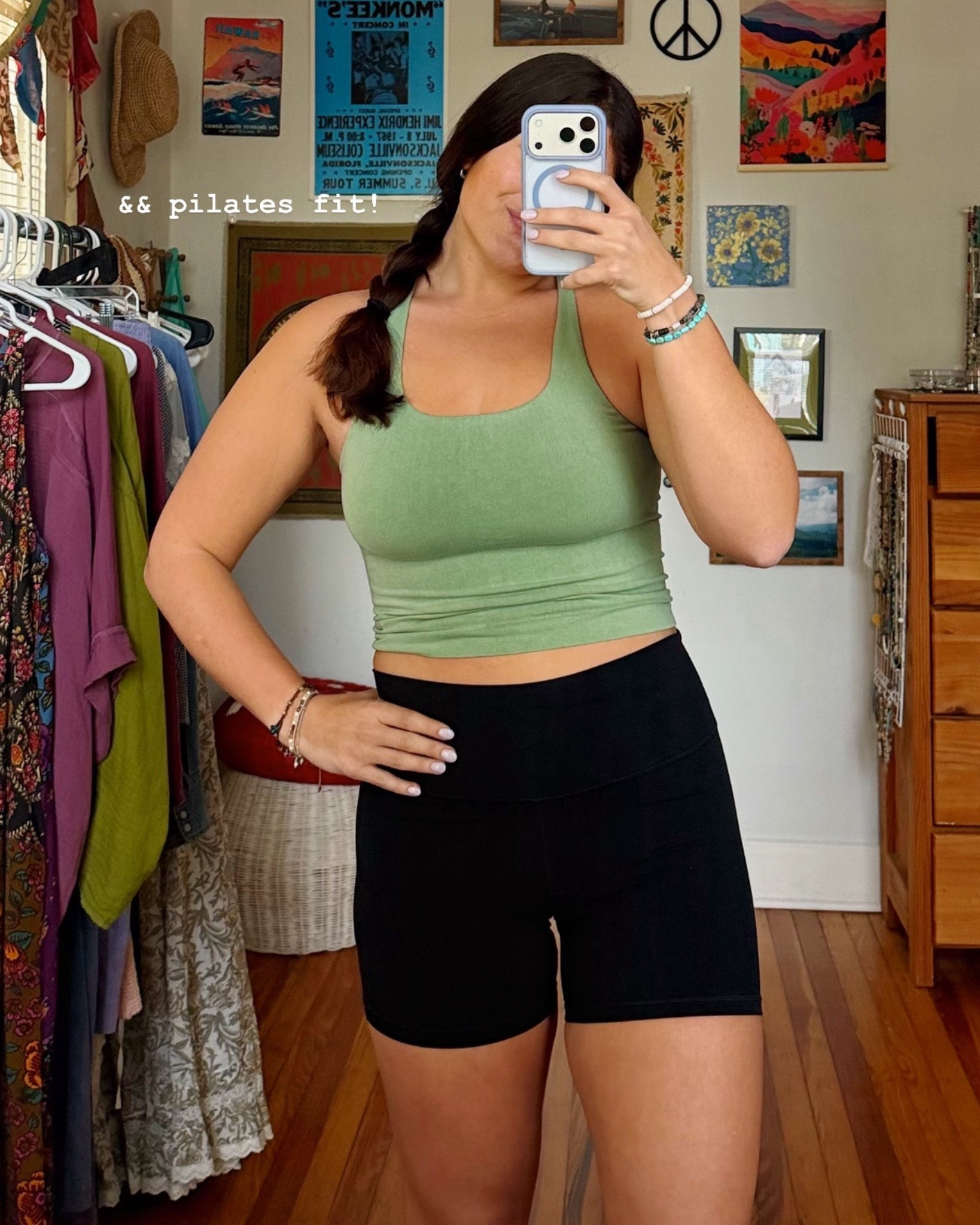 wearing a large in the shorts & M/L in the top! 