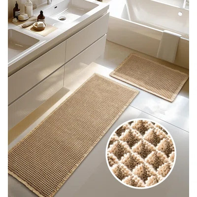 Large Waffle Bath Mat Set, Non Slip Bathroom Mat Set, Ultra Absorbent Bath Mats For Bathroom Decor, Extra Soft Floor Bathroom Rugs Sets 2 Piece, Washa | Wayfair North America