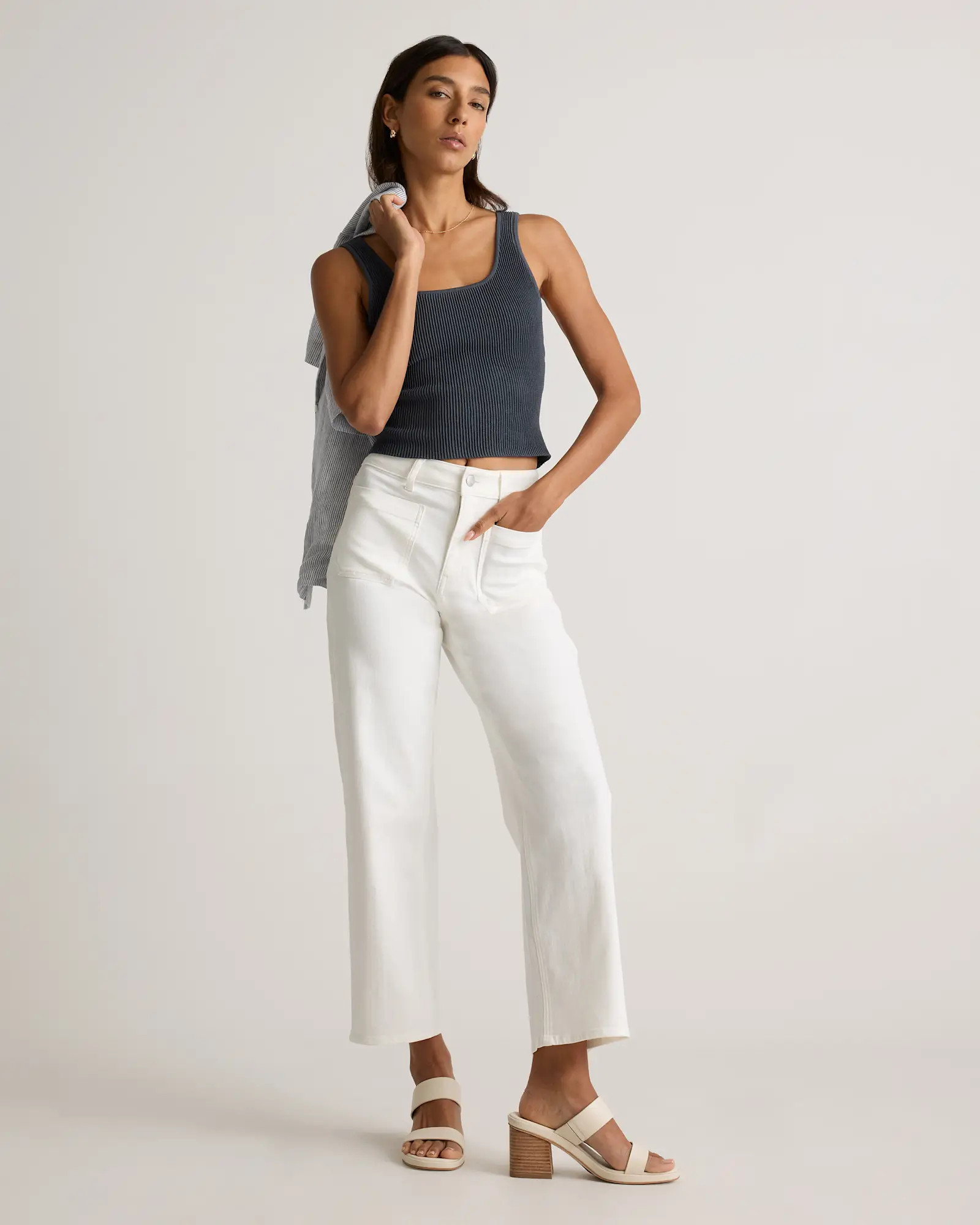 Bella Stretch Patch Pocket Wide Leg Jeans | Quince