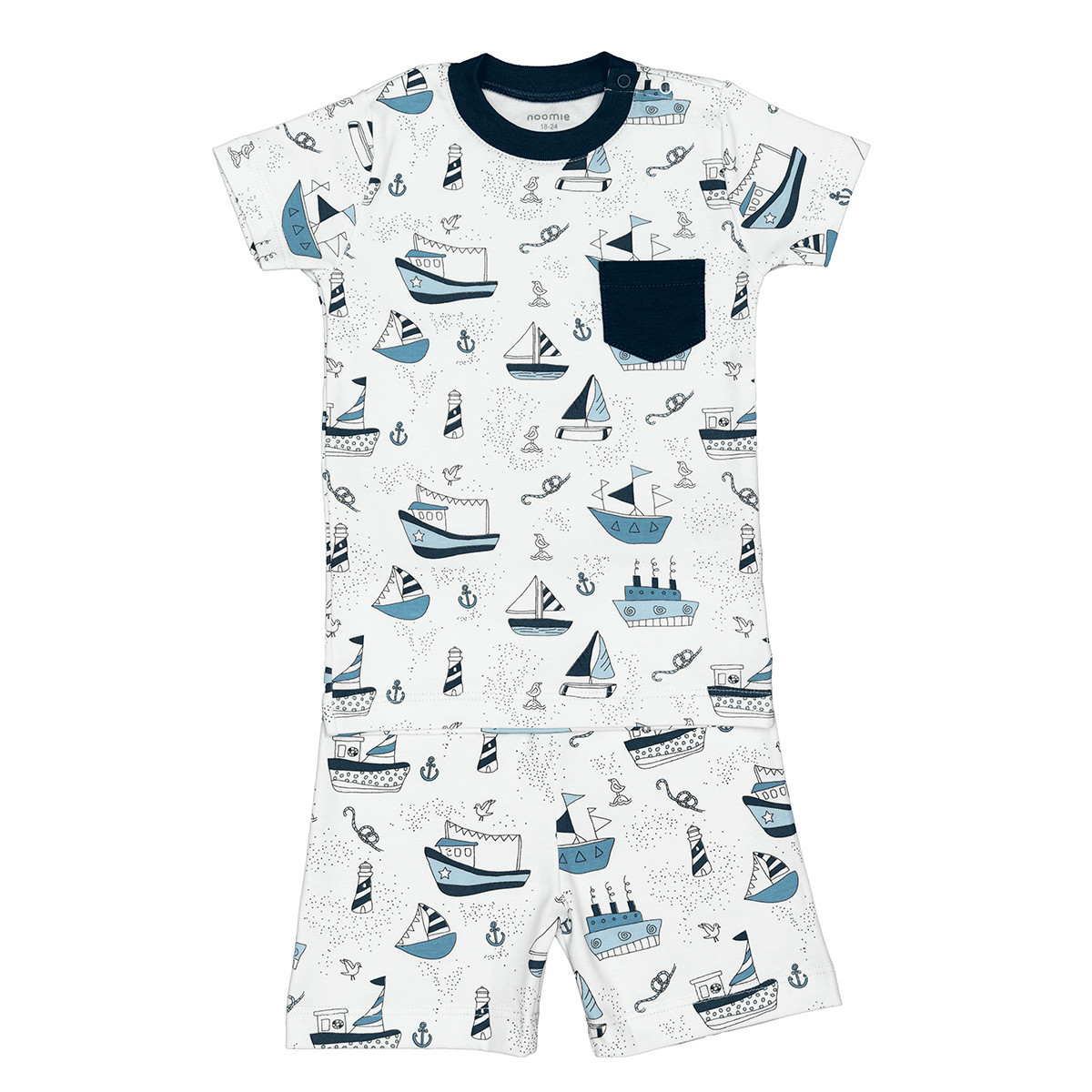 Baby Noomie Toddler/Big Kid Two Piece Pajama Short Sleeve/Short Set - Boats (Size: 5 y) | The Tot