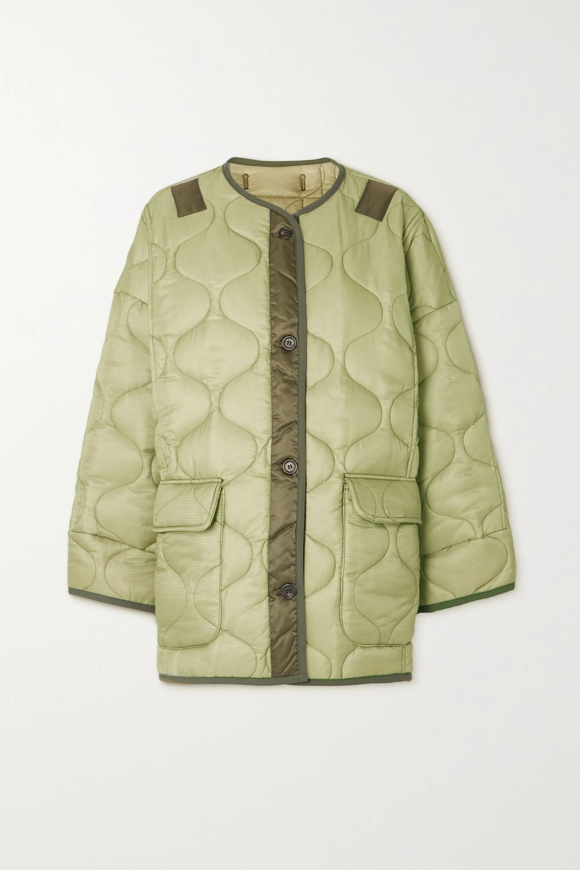 Army green Quilted padded ripstop jacket | Frankie Shop | NET-A-PORTER | NET-A-PORTER (UK & EU)