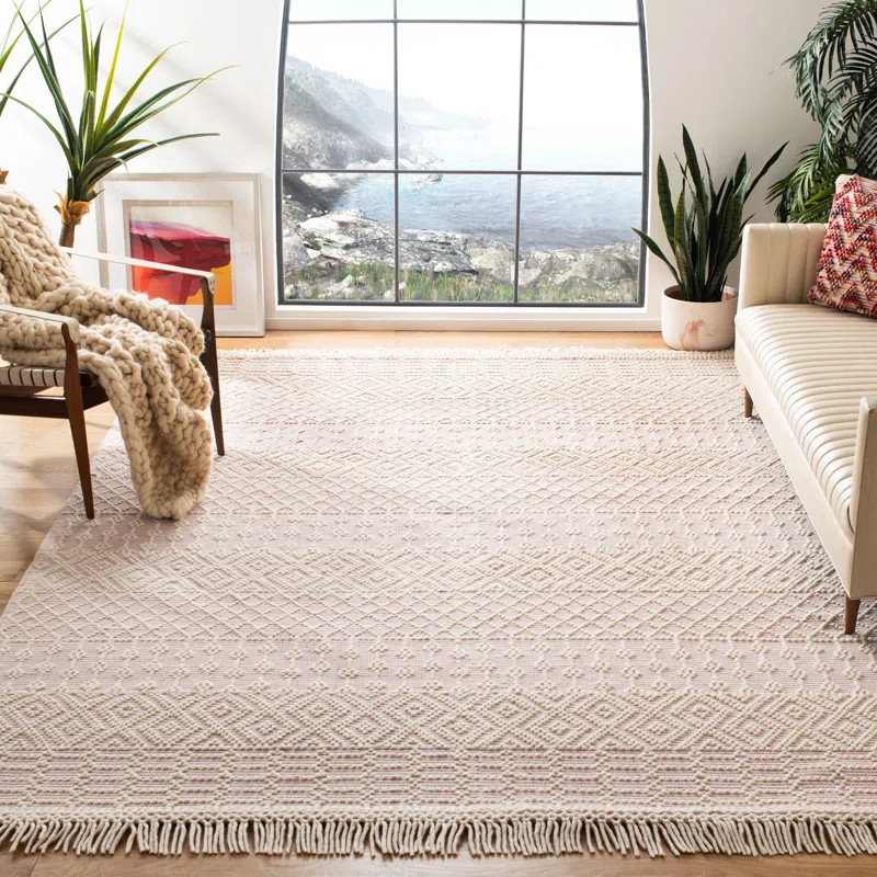 Capps Hand-Woven Flatweave Wool Ivory/Pink Area Rug | Wayfair Professional