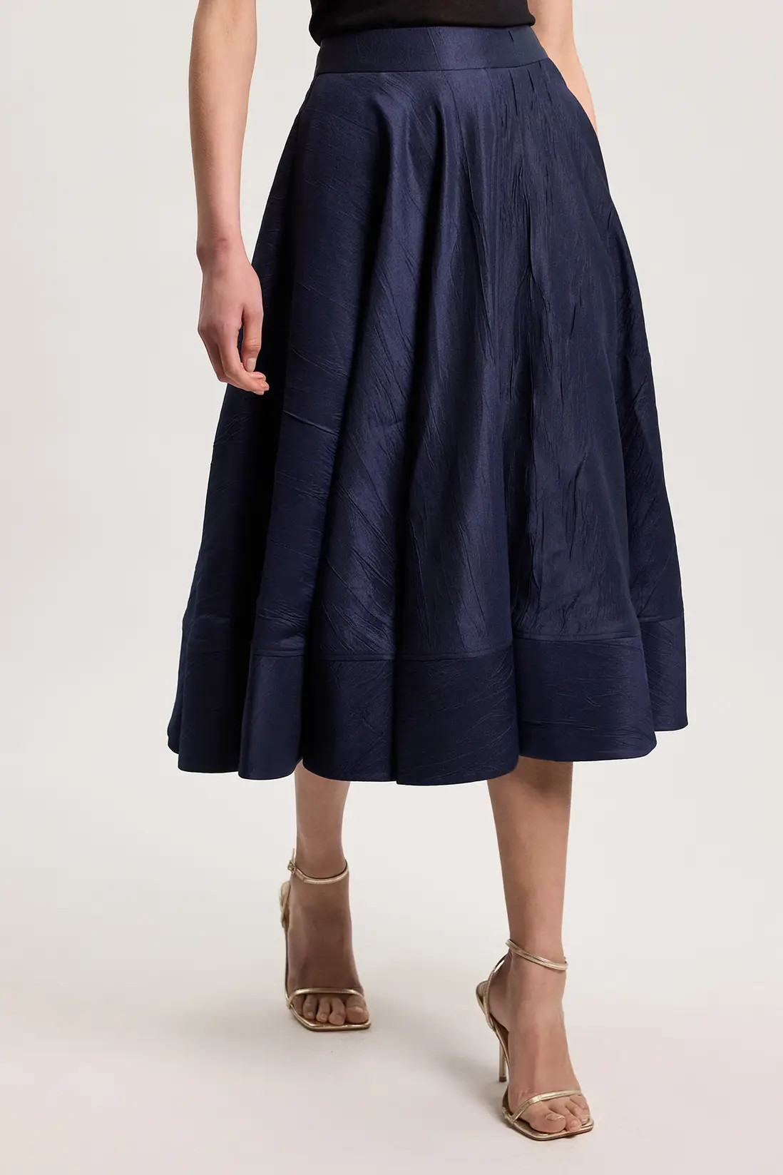 Textured Tailored Twill Full Skirt | Karen Millen