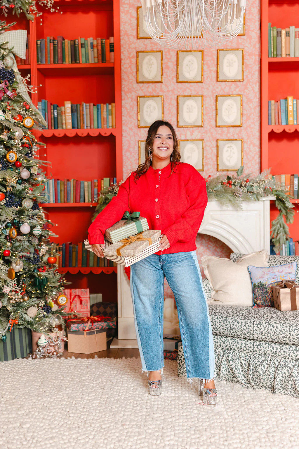 Poinsettia Plaid-Button Cardigan | +Plus Available | Shop Talulah