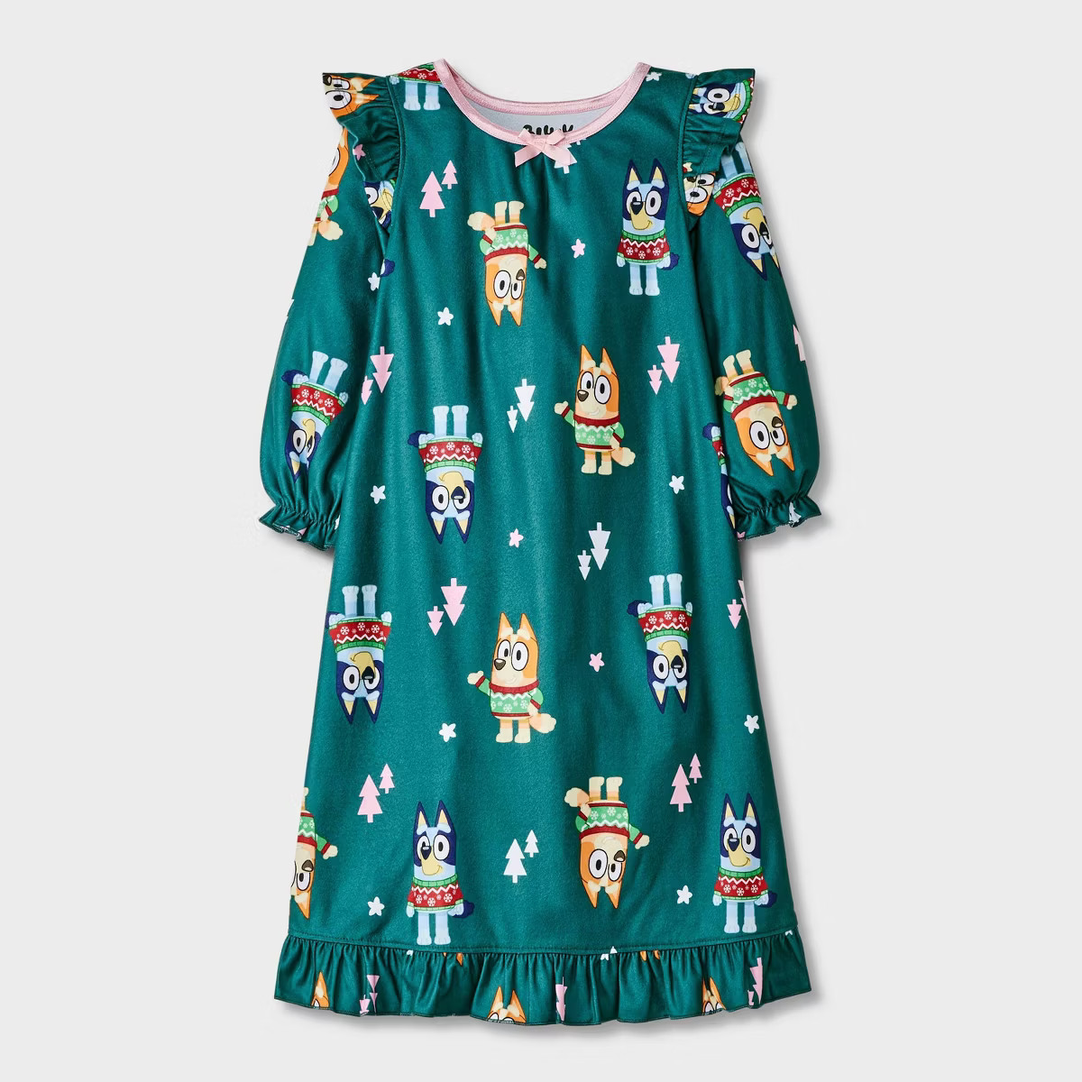 Toddler Girls' Bluey Holiday NightGown Pajama - Green 2T | Target