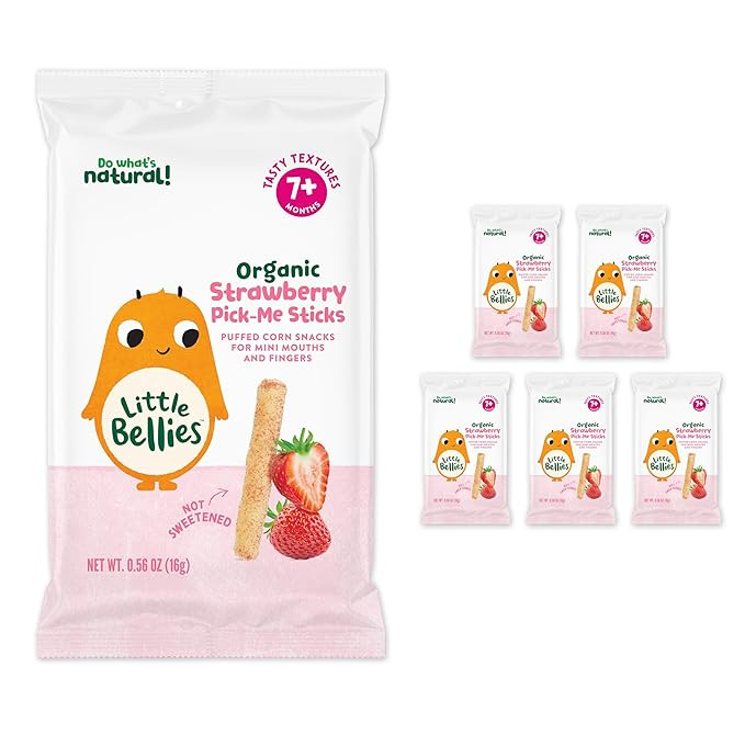 Little Bellies Organic Strawberry Pick-Me Sticks Baby Snack (Pack of 5 x 0.56 oz Individual Packs... | Amazon (US)