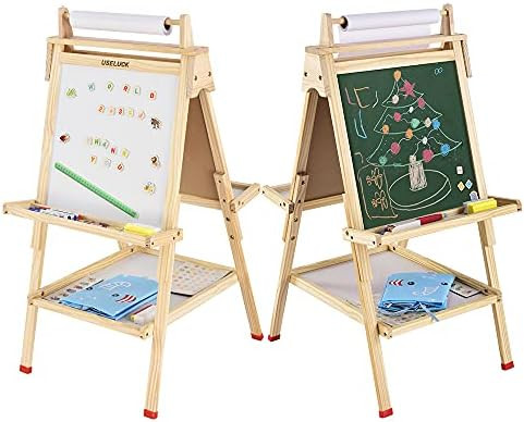 USELUCK Kids Easel with Paper Roll，Double-Sided Drawing Easel-Dry Erase Board & Chalkboard Stan... | Amazon (CA)