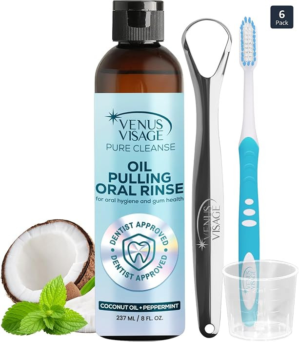 Venus Visage Coconut Oil Pulling for Teeth with Tongue Scraper, 8 fl oz - Peppermint & Coconut Pu... | Amazon (US)