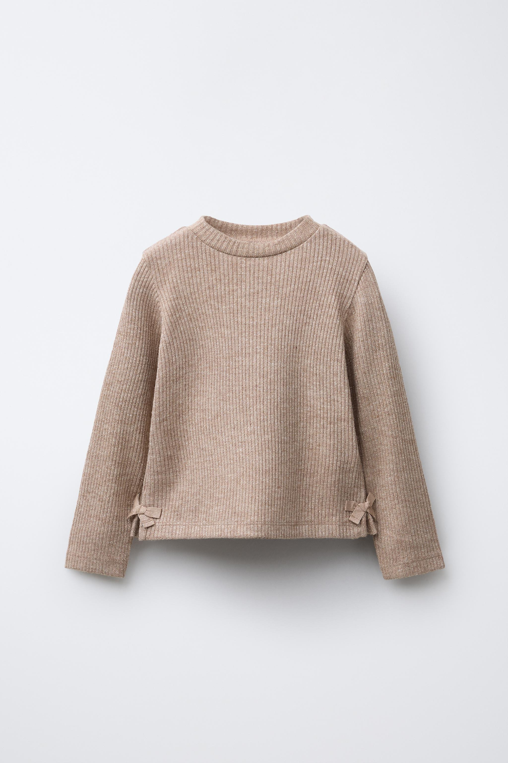 RIBBED SHIMMER BOW T-SHIRT | Zara US