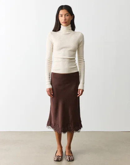 Satin Lace Midi Skirt | Glassons (Australia)