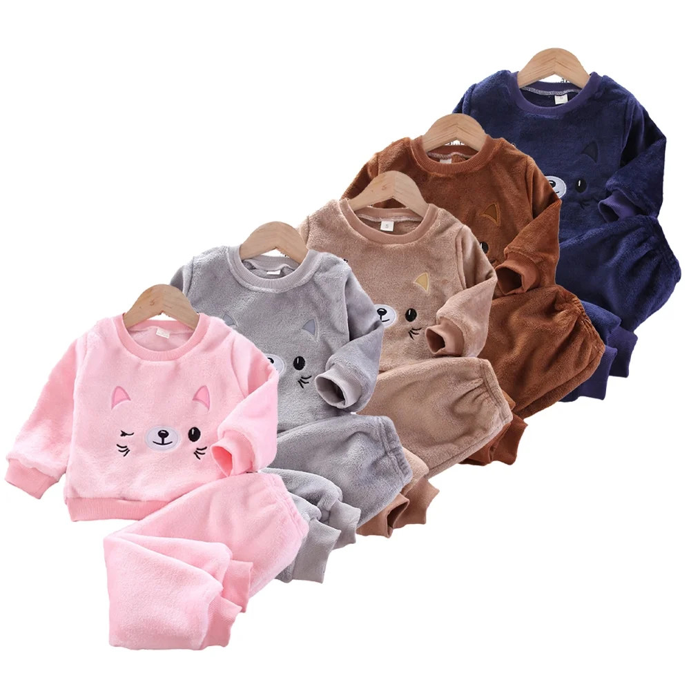 Esaierr Toddler Kids 2Pcs Fleece Pajama Pjs Set for Boys Girls,Baby Thickened Warm Sleepwear Set ... | Walmart (US)