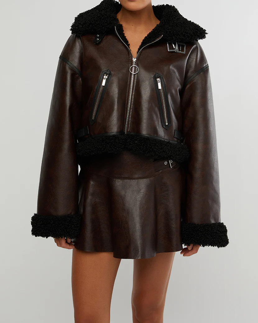 Cropped Faux Sherpa Moto Jacket | We Wore What