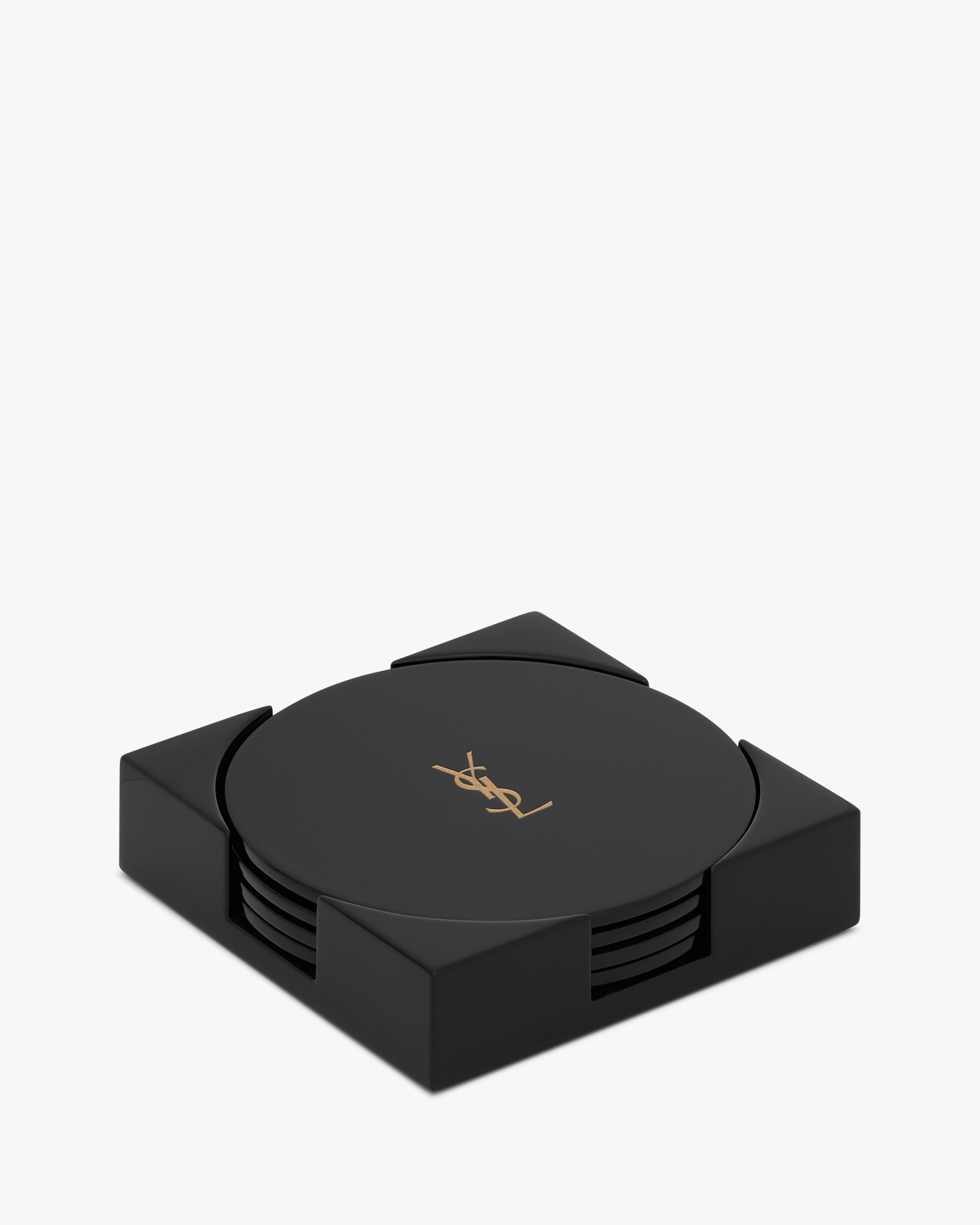 CASSANDRE COASTERS IN LACQUERED WOOD in Black | Saint Laurent | YSL EN-US | Saint Laurent Inc. (Global)