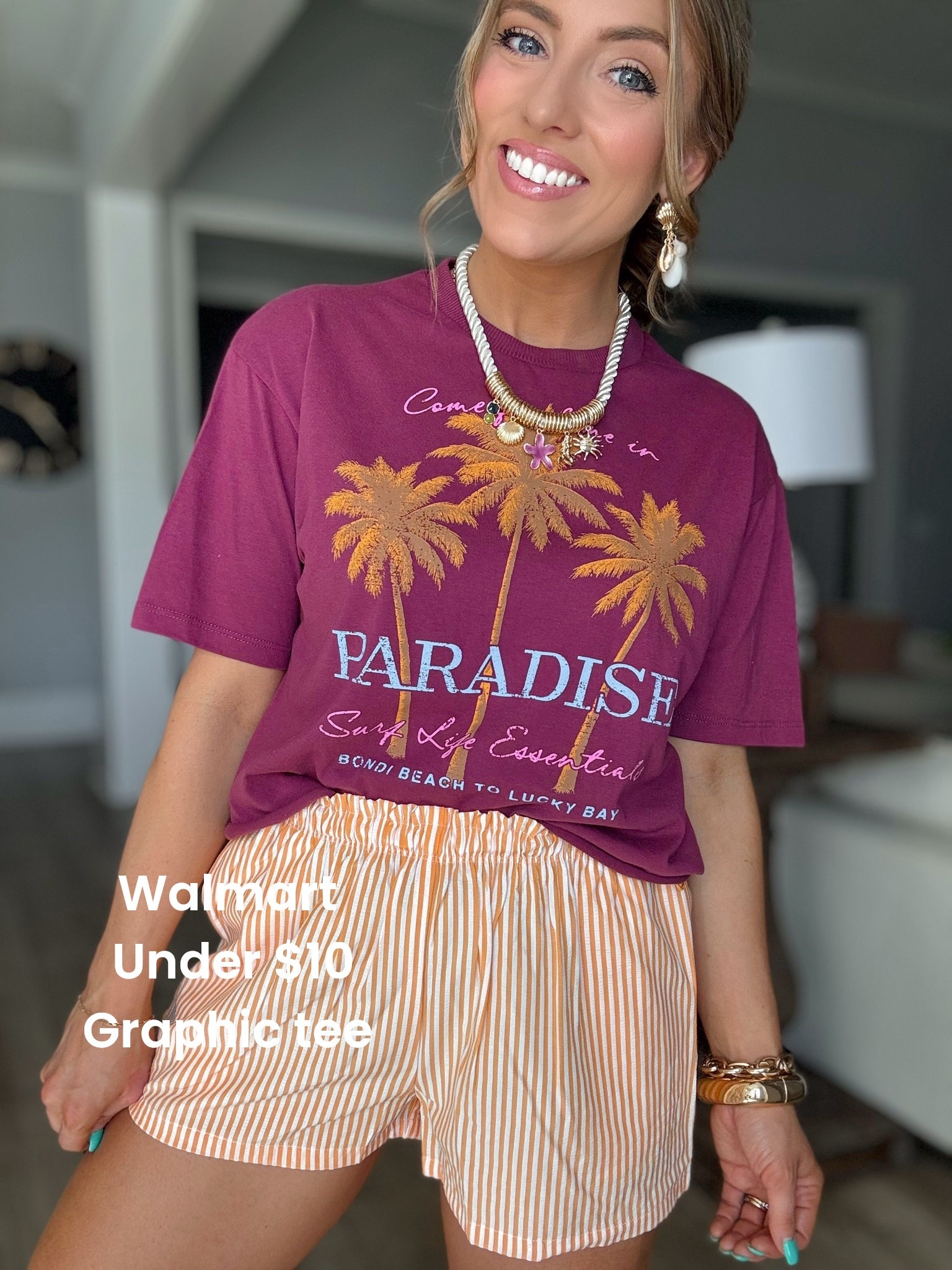 This “Paradise” tee is giving all the vacation vibes 🌴🍊 love these warm tones paired with the striped shorts—such an easy throw-on-and-go outfit! The fit is relaxed, comfy, and perfect for summer days, beach trips, or lounging 🙌🏼

So many good graphic tees on Walmart right now!

#walmartfashion #graphictee #summeroutfits #vacationstyle #casualchic #affordablefashion #momstyle #beachvibes #ootd #walmartfinds

#LTKootd #LTKPetite