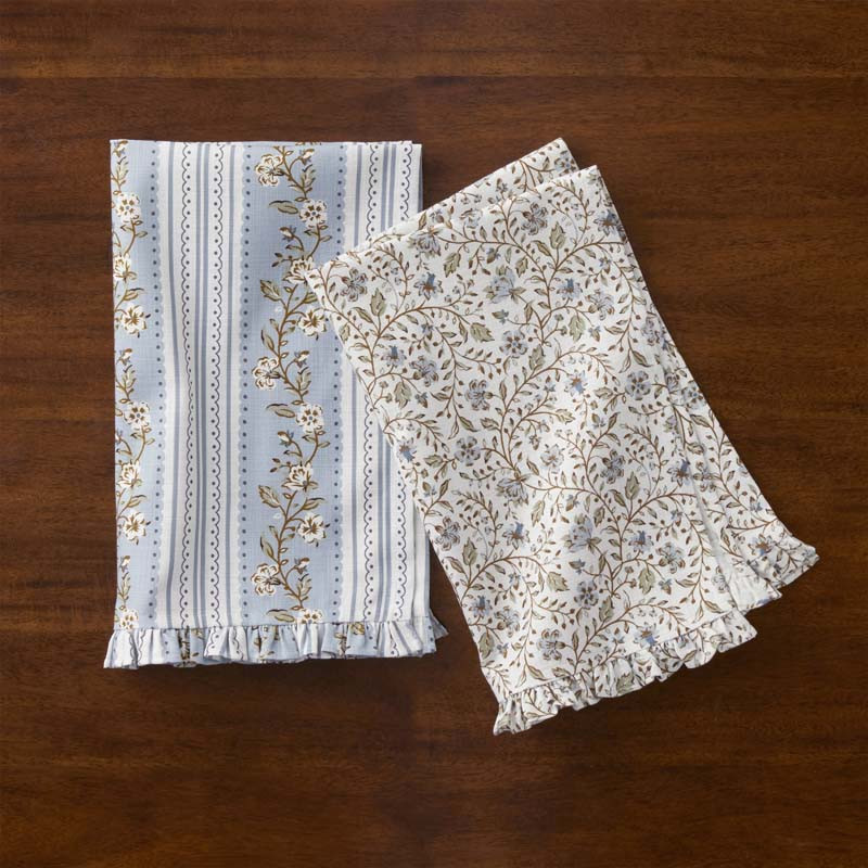 Floral Tea Towels, Set of 2 - Blue, Size 20 x 30, Cotton | The Company Store | The Company Store
