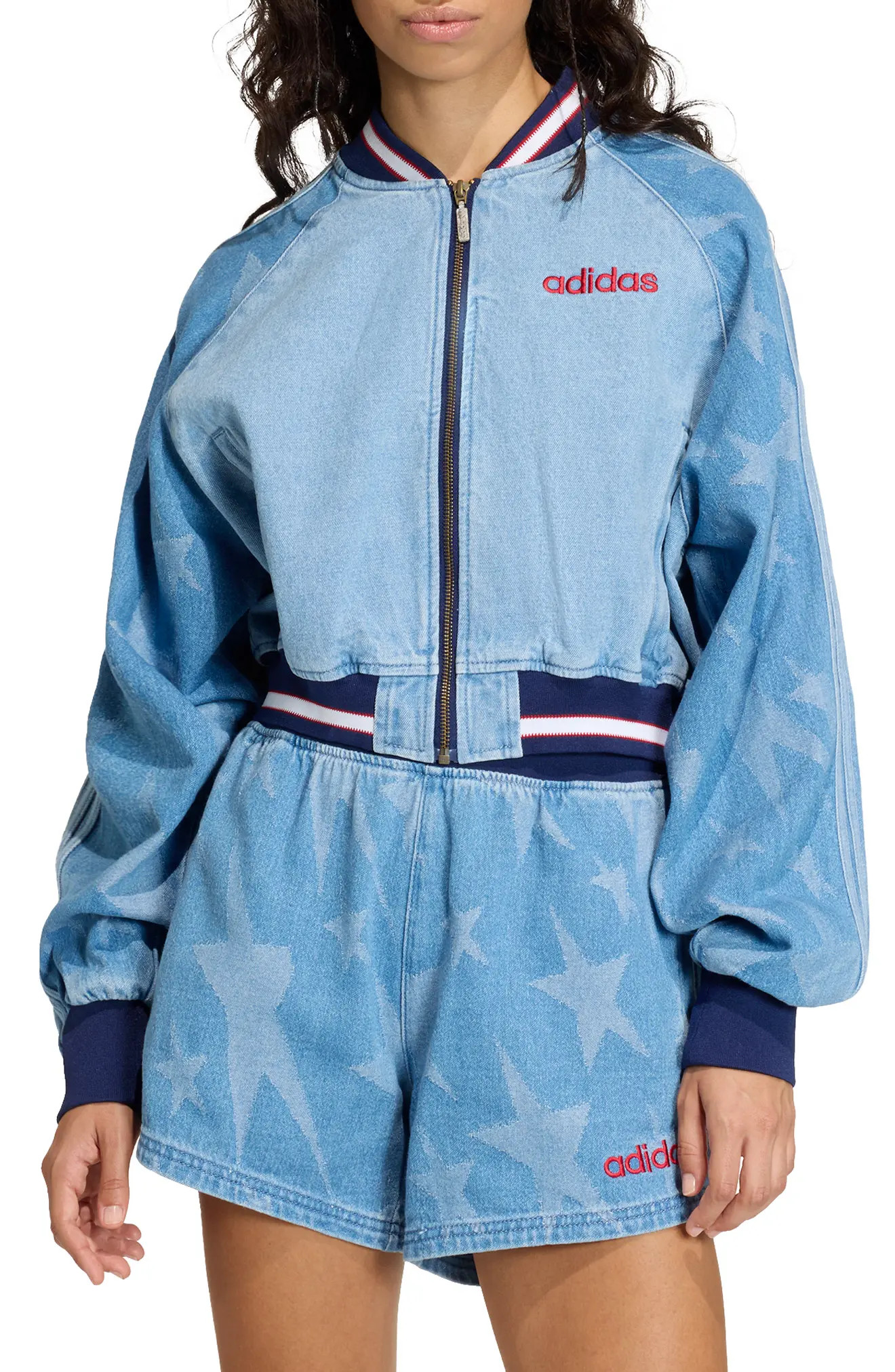 SST Denim Graphic Varsity Bomber Jacket (Women) | Nordstrom | Nordstrom