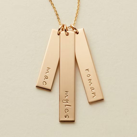 Gold Triple Vertical Bar Necklace / Vertical Nameplate | Etsy | Etsy (US)