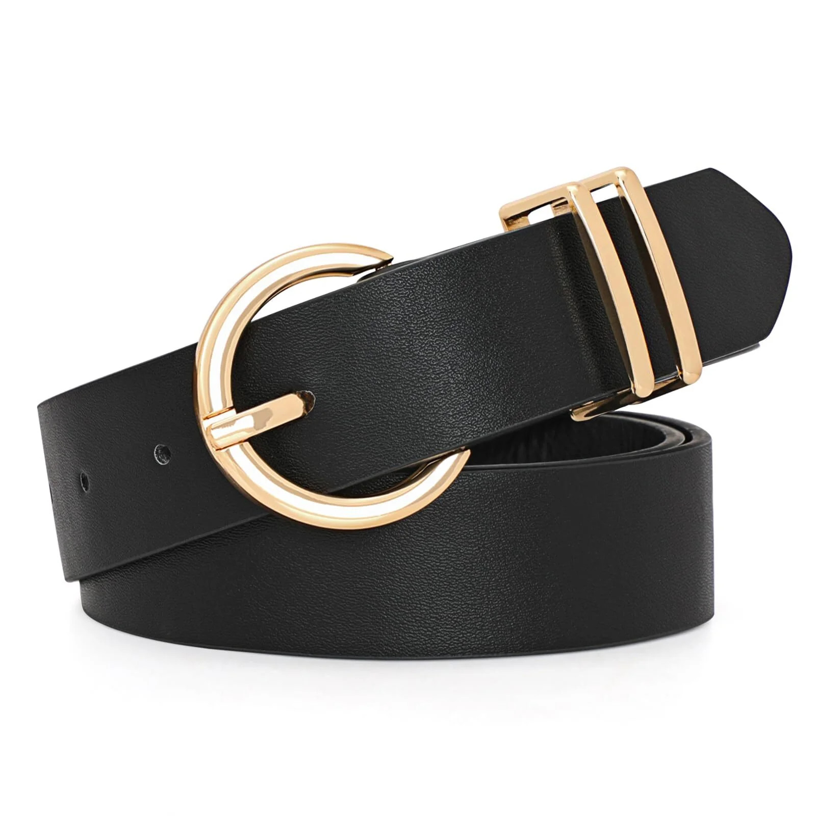 WHIPPY Women's Leather Belt Gold Buckle Waist Belts for Jeans Dress | Walmart (US)