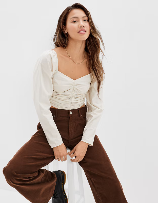 AE Smocked Sweetheart Blouse | American Eagle Outfitters (US & CA)