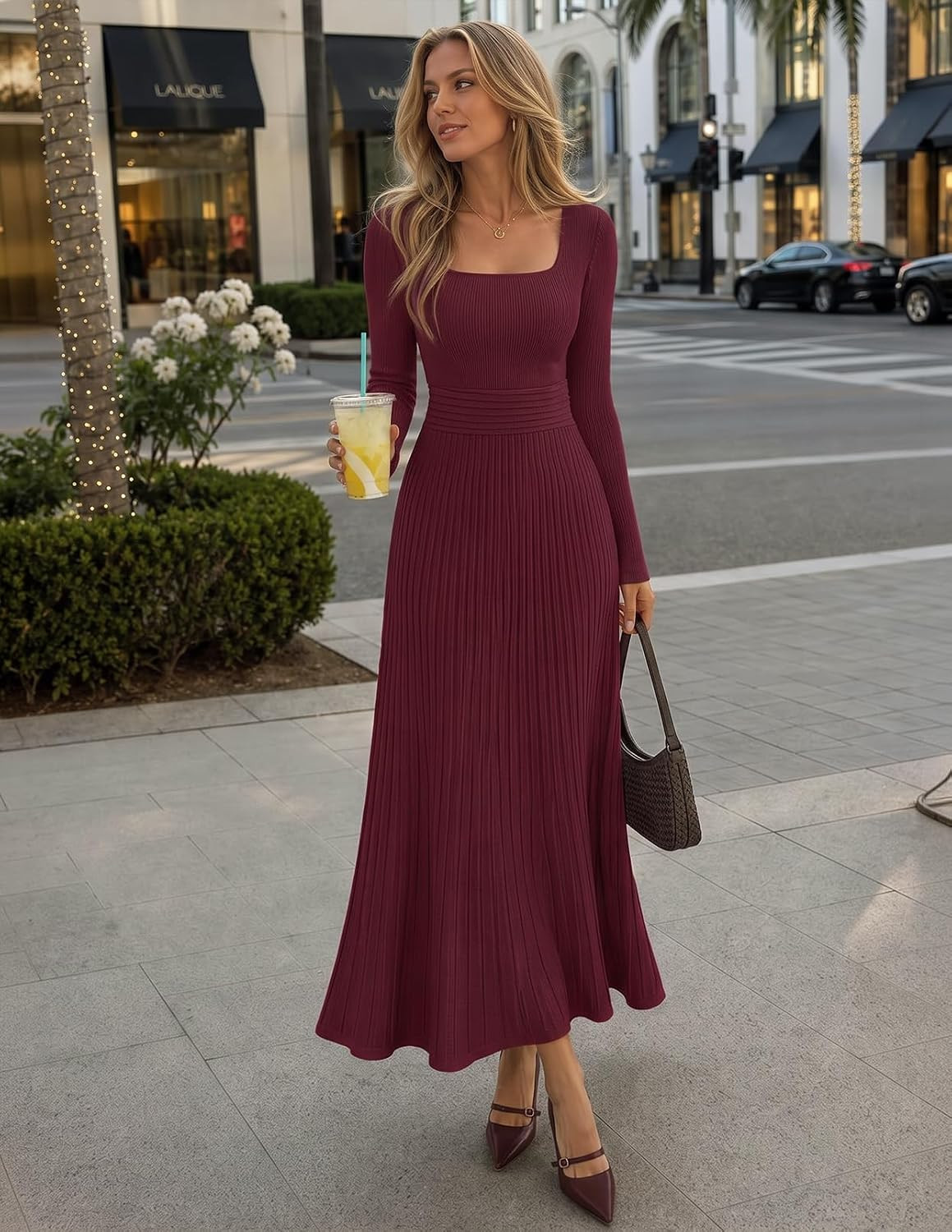 MEROKEETY Women's Sweater Dress Fall Winter Church Midi Dresses | Amazon (US)