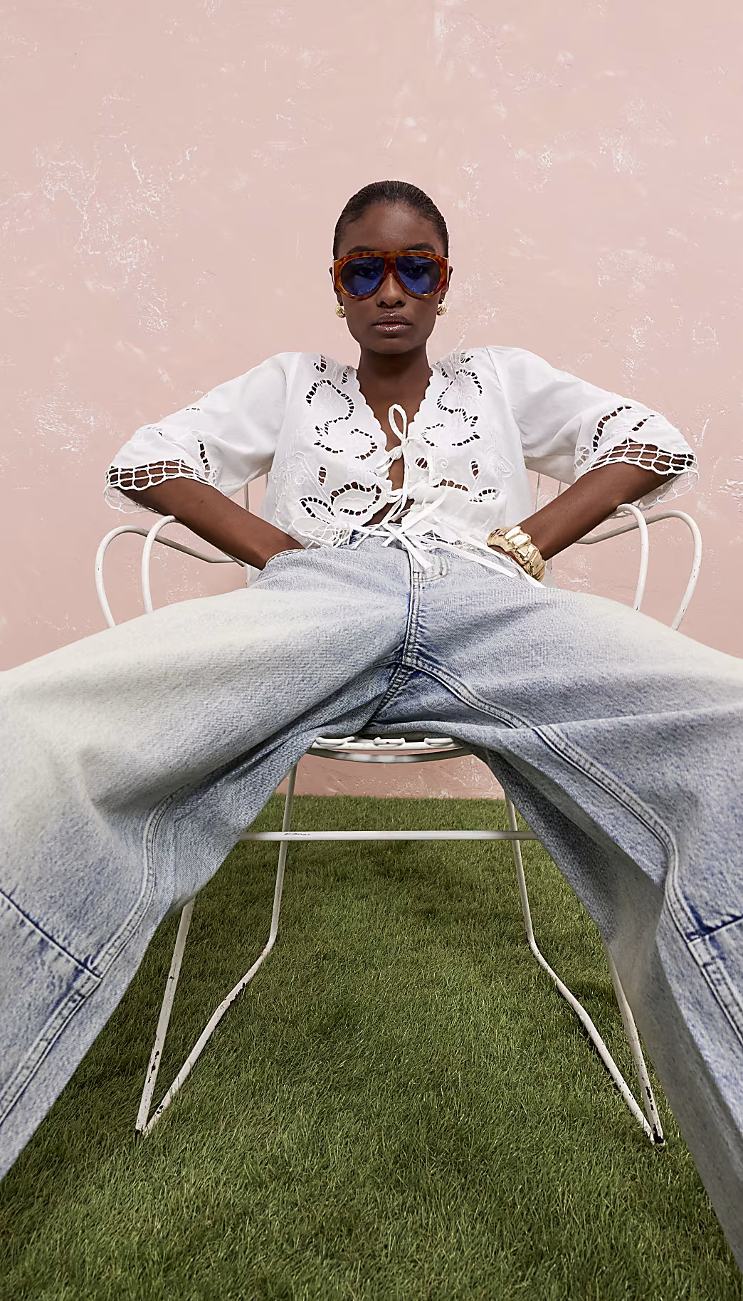 White Long Sleeve Cutwork Blouse | River Island UK & IE