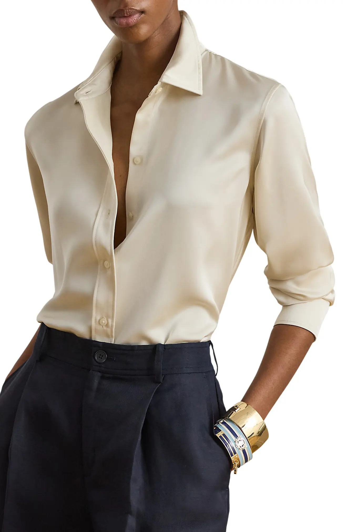 Drapey Georgette Button-Up Shirt (Women) | Nordstrom | Nordstrom