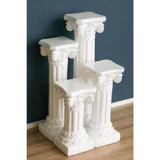 Decor White Plinth Roman Style Column Pedestal, Display Flower Vase Stand, 32 in. | The Home Depot