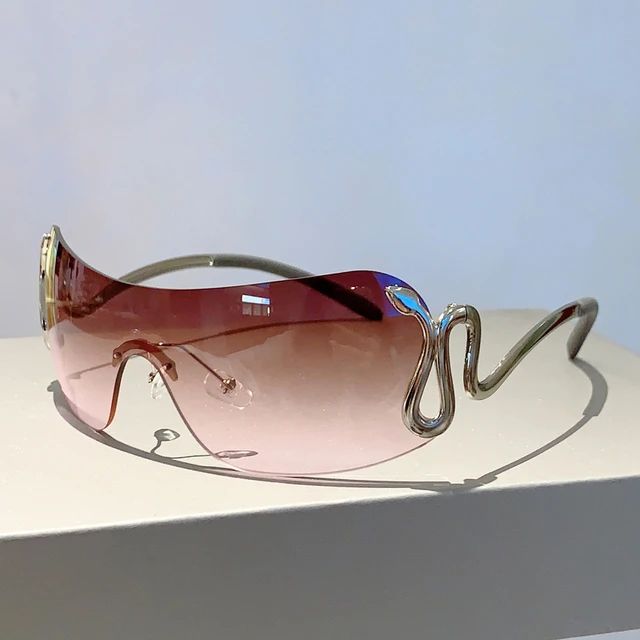 KAMMPT Y2k Rimless Sunglasses 2023 Fashion Monoblock Snake Shape Legs Women Eyewear New Trendy Br... | AliExpress (US)