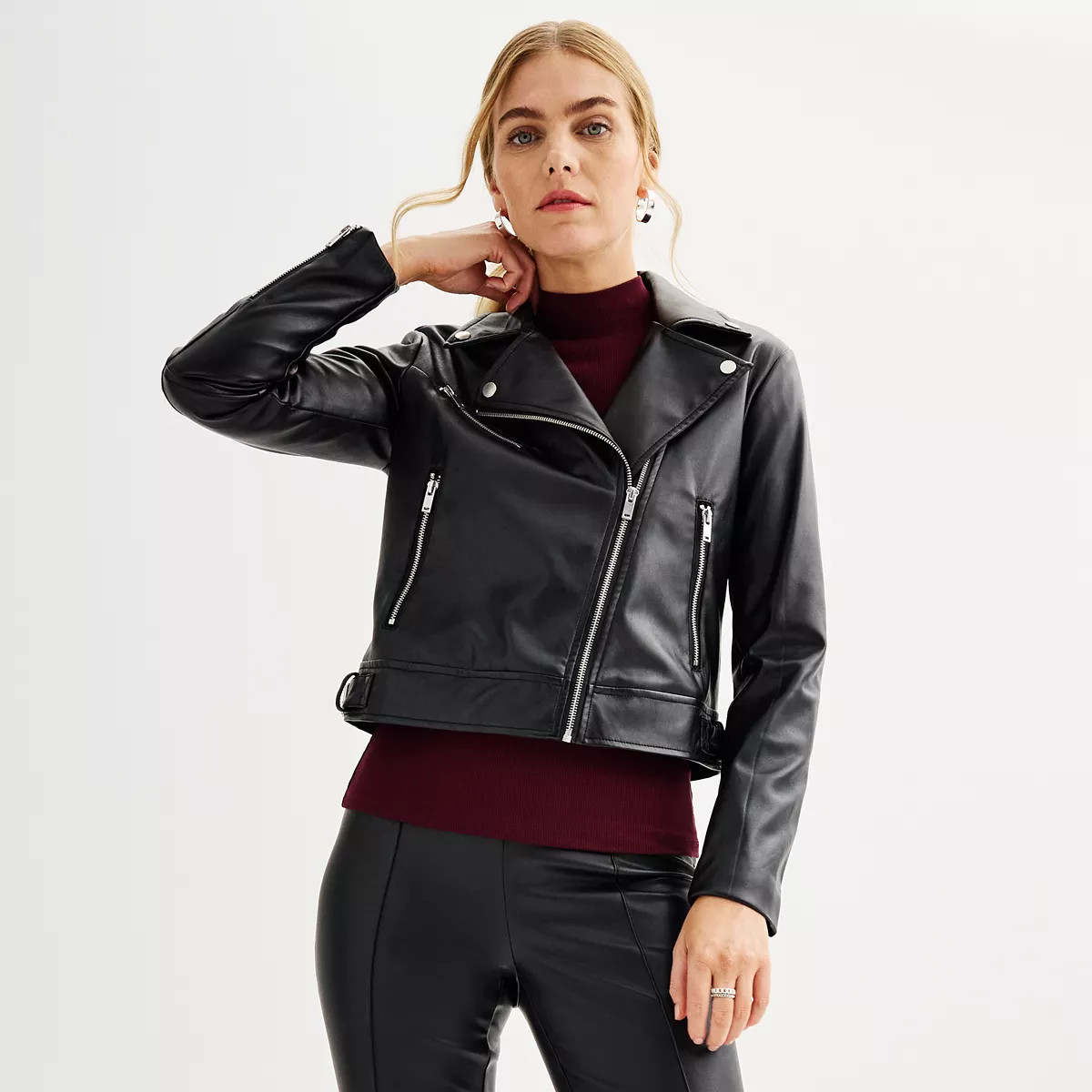 Women's Nine West Buckle Moto Jacket | Kohl's