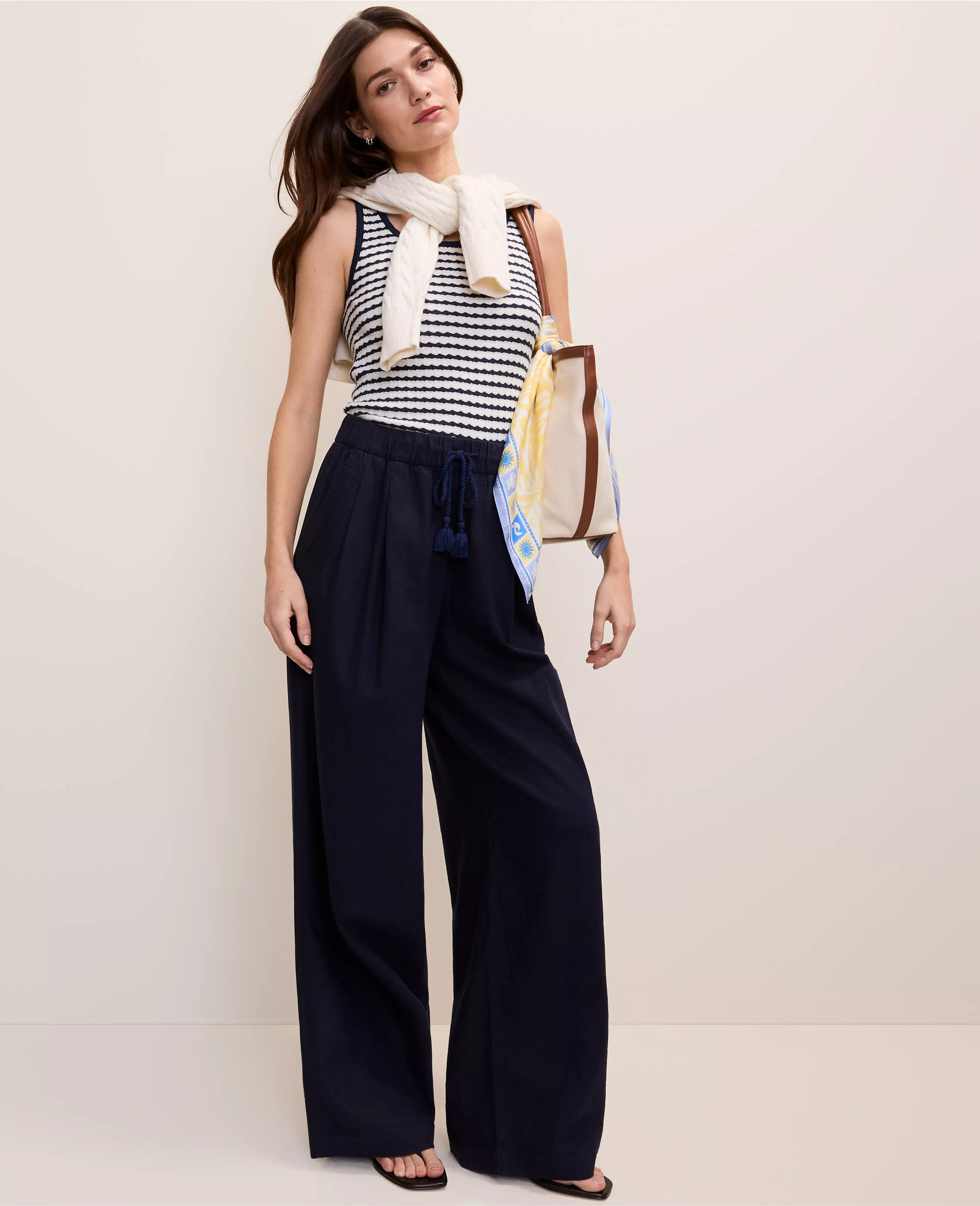 Weekend Easy Fit Wide-Leg Pant in Linen Blend | Ann Taylor