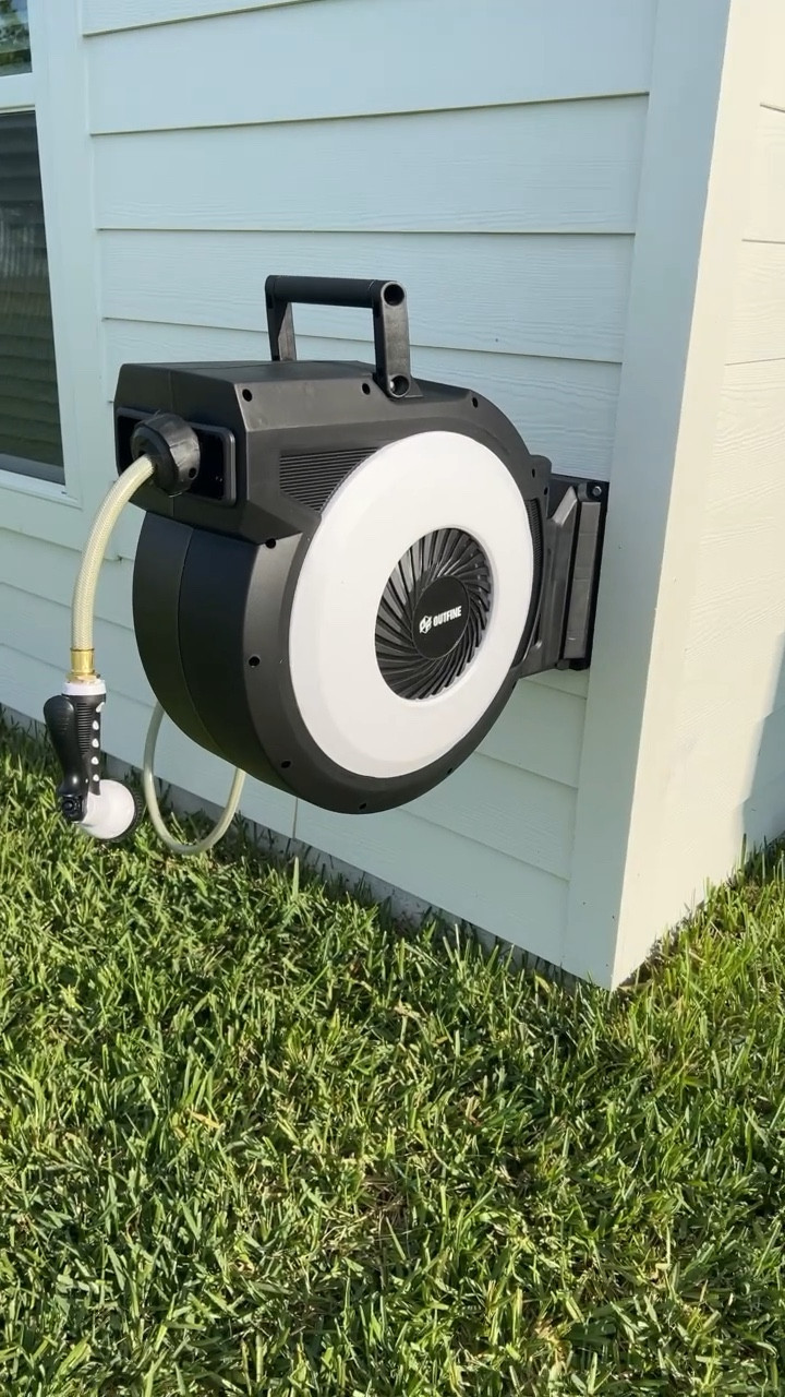 OUTFINE Retractable Garden Hose Reel (1/2 100FT) Heavy Duty, Any