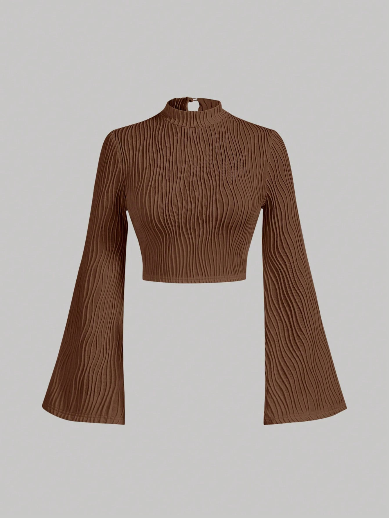 SHEIN MOD Mock Neck Bell Sleeve Crop Tee | SHEIN