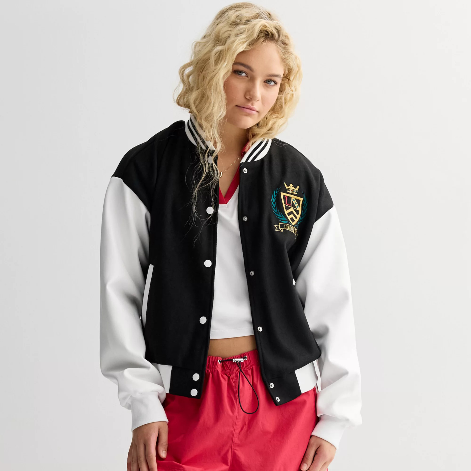 Juniors' Limited Too Embroidered Design Classic Bomber Jacket | Kohl's