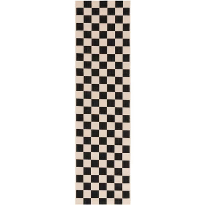 Courtyard CY6442 Power Loomed UV Resistant, Stain Resistant, Non-Shedding Indoor/Outdoor Runner Rug - Black/Beige - 2'3"x6'7" - Safavieh | Target