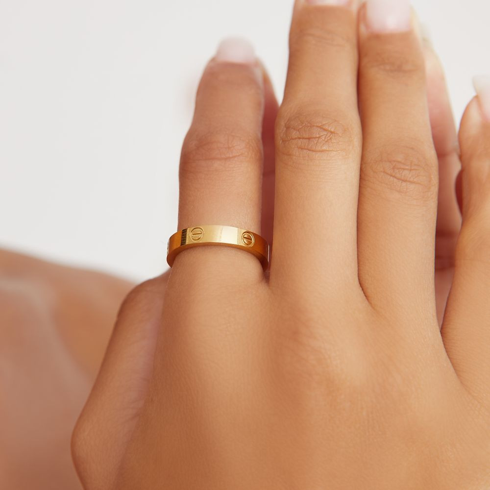 Engraved Detail Ring In Gold | EGO (UK)