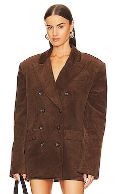 Helsa Corduroy Double Breasted Jacket in Brown from Revolve.com | Revolve Clothing (Global)
