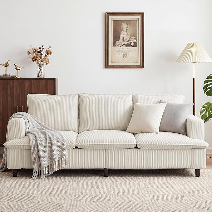 Amazon.com: GRUSIGN 3 Seater Couch, 83" Comfy Corduroy Sofa with Deep Seat, Modern Sofa Couch for... | Amazon (US)