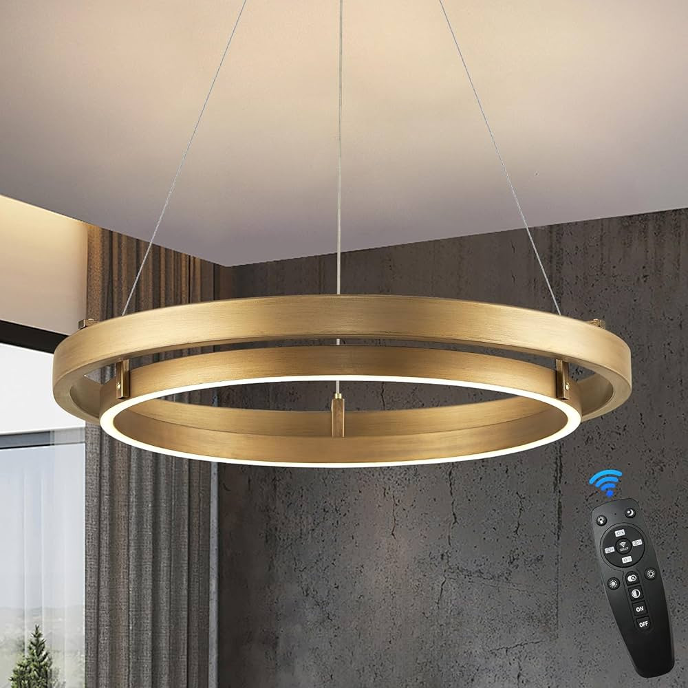 LED Ring Chandelier Gold Round Chandelier 30W Entry Chandeliers Light Brass Gold Dimmable Chandel... | Amazon (US)