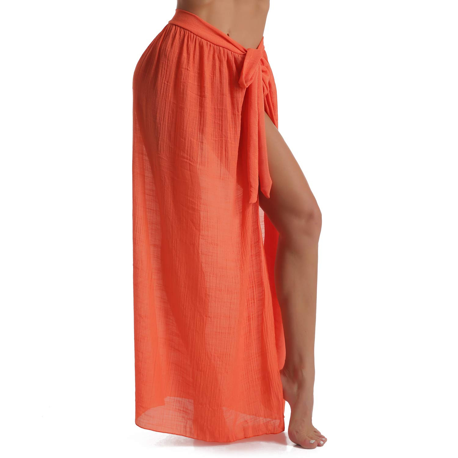 Eicolorte Beach Sarong Pareo Womens Semi-Sheer Swimwear Cover Ups Short Skirt with Tassels | Amazon (US)