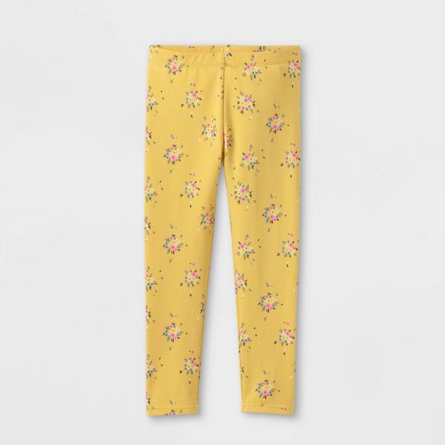 Toddler Girls' Floral Leggings - Cat & Jack™ Light Yellow | Target