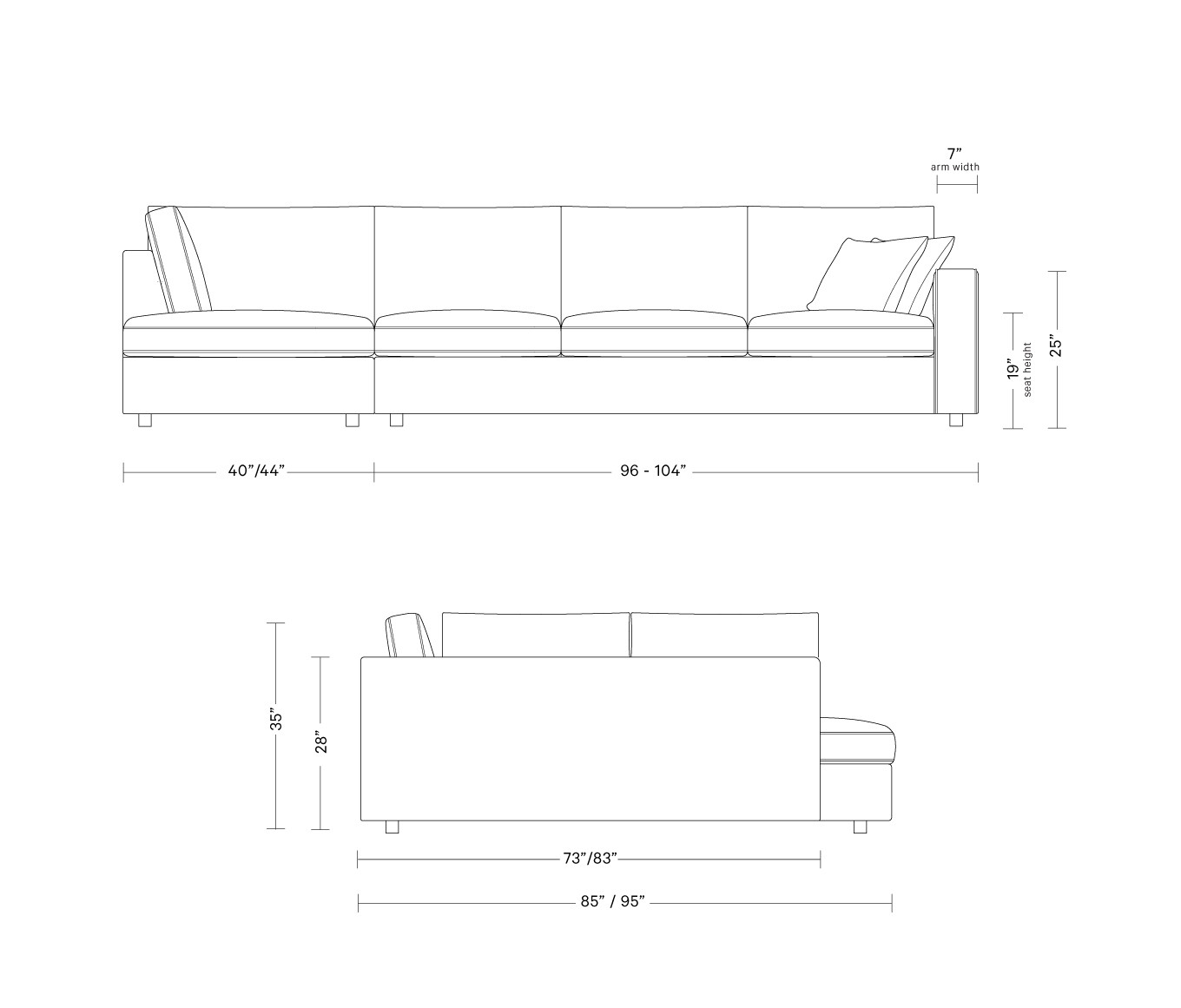 James 4-Seat  Bumper Sectional | Interior Define